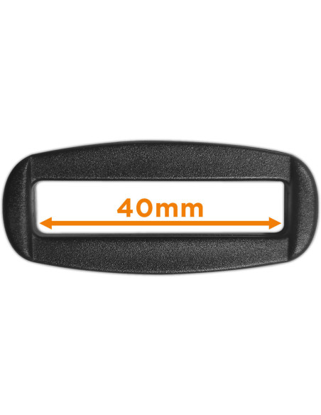 Zwarte rechthoekige kunststof passant 40 mm