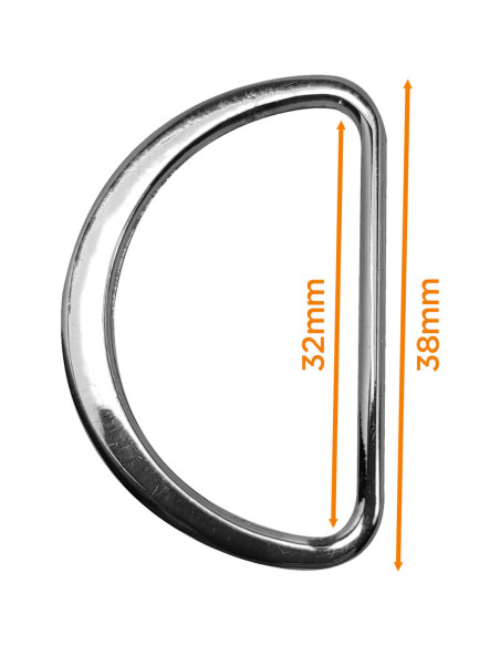Half ronde platte gelaste ring 32 mm - Zilver