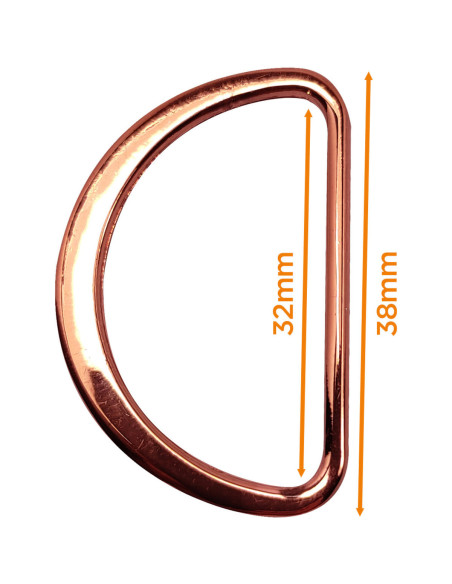 Half ronde platte gelaste ring 32 mm - Roségoud