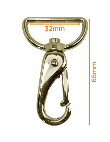 Premium metalen musketonhaak - Geel goud 65 x 32 mm
