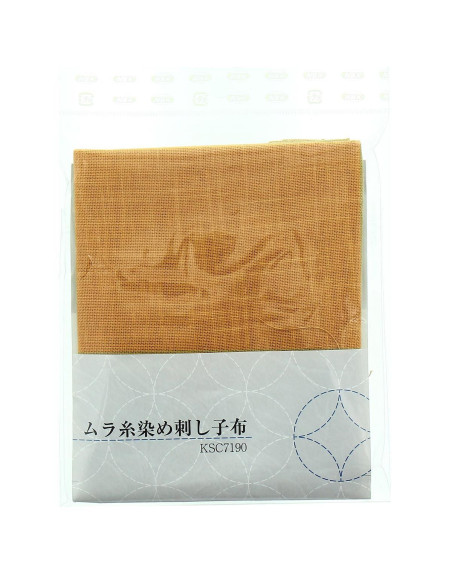 Sashiko-stofcoupon 50 cm x 55 cm - Mosterdkleur
