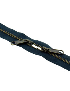 Metaalritssluiting voor tassen 40 cm - Marine en brons
