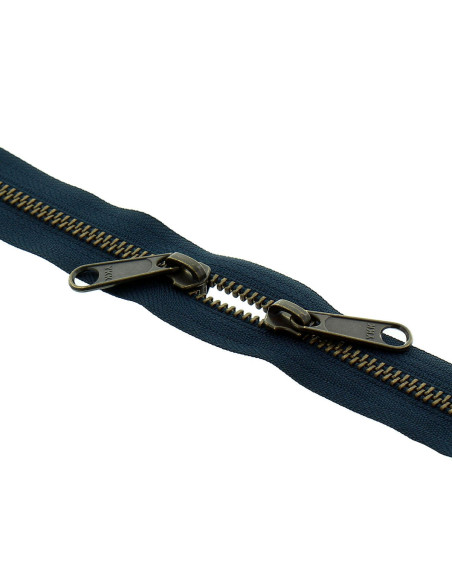 Metaalritssluiting voor tassen 40 cm - Marine en brons