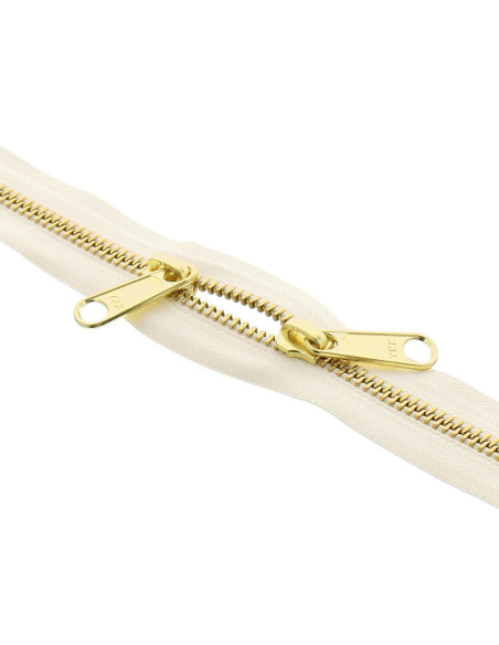 Metalen rug-aan-rug sluiting voor tassen 40 cm - Ecru en goud