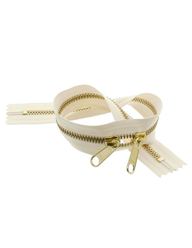 Metalen rug-aan-rug sluiting voor tassen 40 cm - Ecru en goud