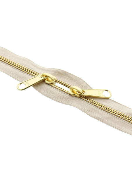 Metaalritssluiting voor tassen 40 cm - Beige en goudkleurig