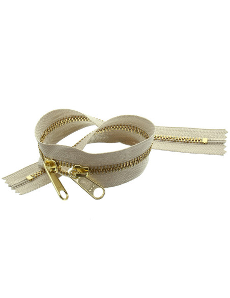 Metaalritssluiting voor tassen 40 cm - Beige en goudkleurig