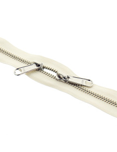 Metalen rug-aan-rug sluiting voor tassen 40 cm - Ecru en zilver