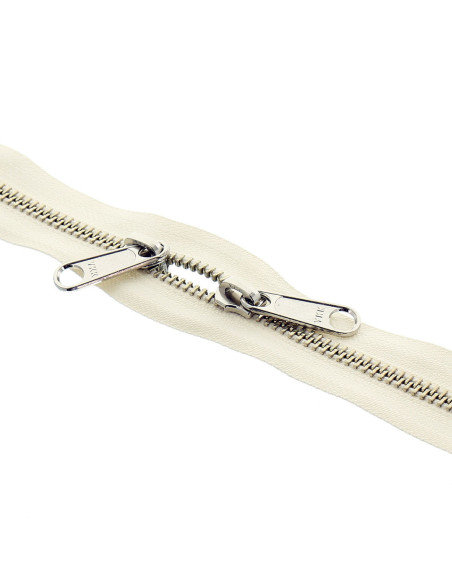 Metalen rug-aan-rug sluiting voor tassen 40 cm - Ecru en zilver