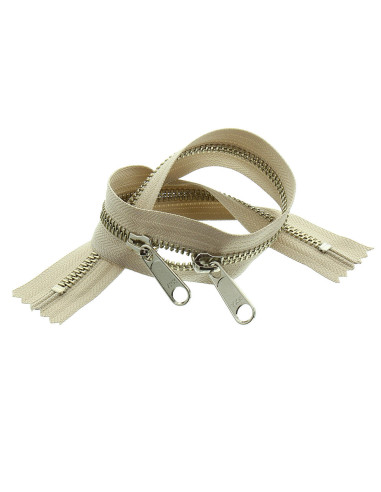 Metaal rug-aan-rug sluiting voor tassen 40 cm - Beige en zilver
