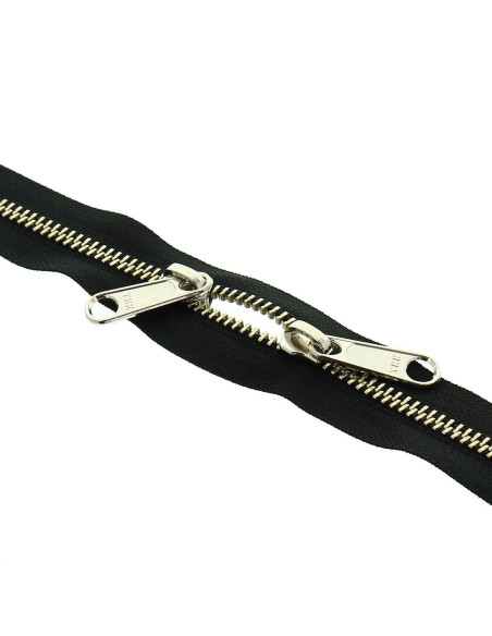 Metaal rug-aan-rug sluiting voor tassen 40 cm - Zwart en zilver