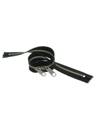 Metaal rug-aan-rug sluiting voor tassen 40 cm - Zwart en zilver