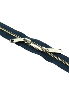 Metaalritssluiting voor tassen 40 cm - Marine en zilver