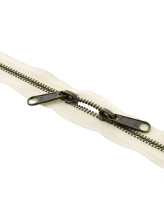 Metaalritssluiting voor tassen 40 cm - Ecru en brons