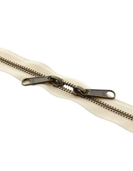 Metaal rug-aan-rug sluiting voor tassen 40 cm - Beige en brons