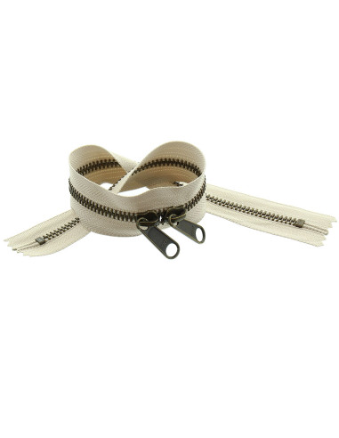 Metaal rug-aan-rug sluiting voor tassen 40 cm - Beige en brons