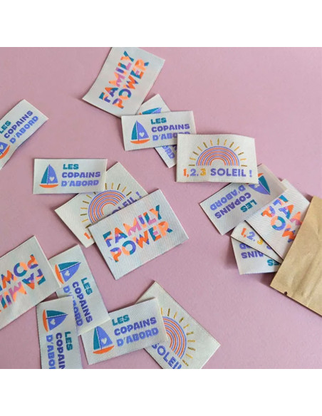 Set van 6 geweven labels - Purple Mix