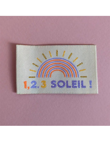 Set van 6 geweven labels - 1, 2, 3 zonnetje