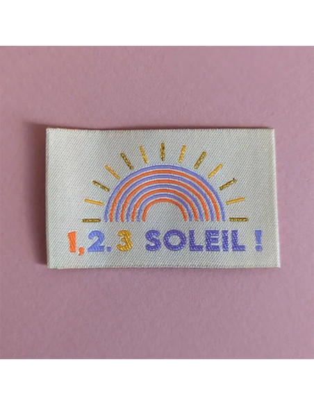Set van 6 geweven labels - 1, 2, 3 zonnetje