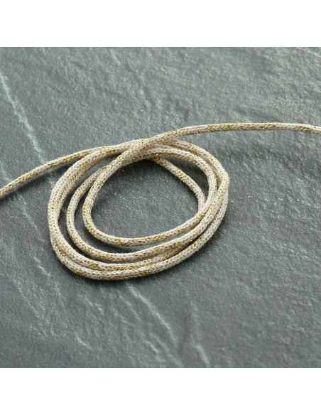 Lurex koord Saxo 2 mm - Ecru en goud