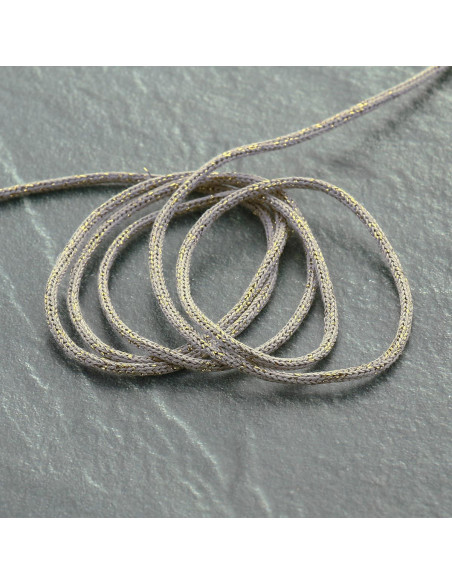 Lurex koord Saxo 2 mm - Beige en goud