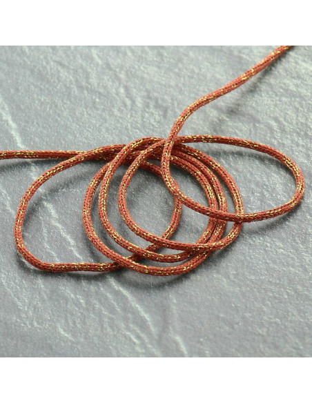 Lurex koord Saxo 2 mm - terracotta en goud