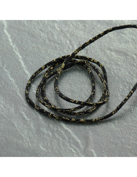 Lurex koord Saxo 2 mm - Zwart en goud