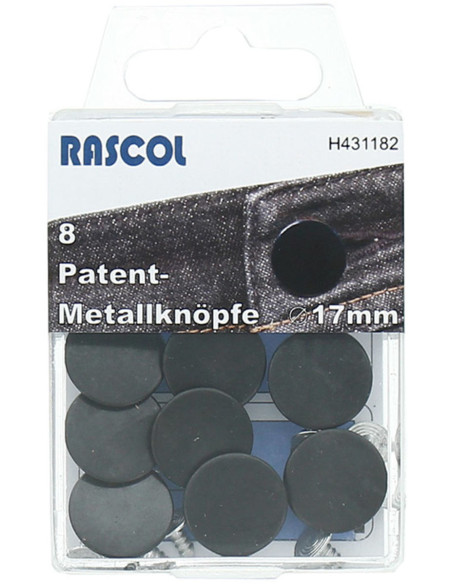 Doos met 8 jeansknopen 17mm Rascol - Mat zwart
