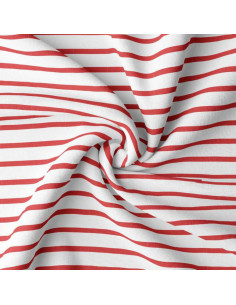 Gestreepte Bretonse jersey stof - Wit en rood