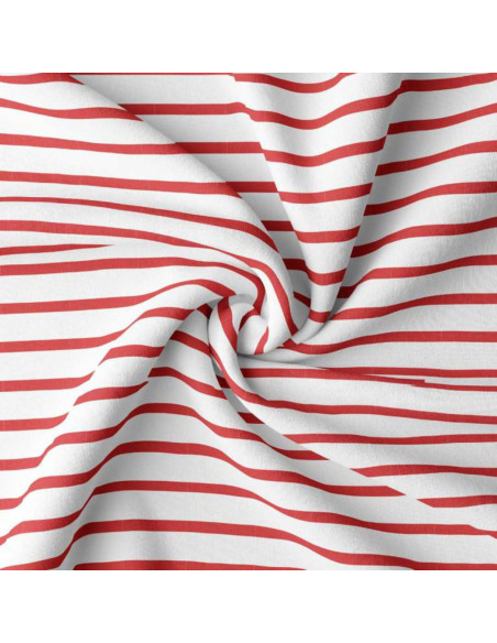 Gestreepte Bretonse jersey stof - Wit en rood