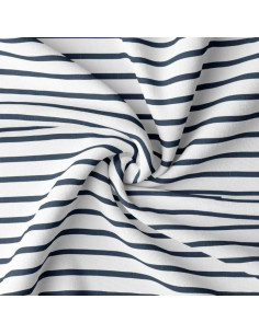Gestreepte Bretonse jersey stof - Wit en blauw