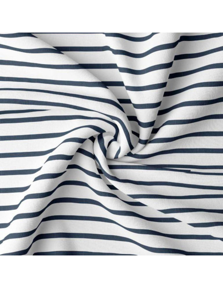 Gestreepte Bretonse jersey stof - Wit en blauw