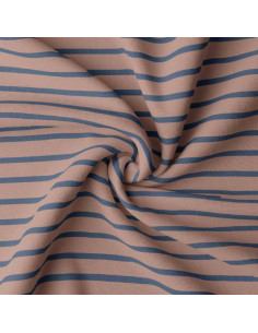 Gestreepte Bretonse jersey stof - Cassonade en indigo
