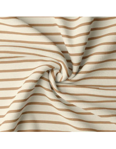 Gestreepte Bretonse jersey stof - Ecru en camel