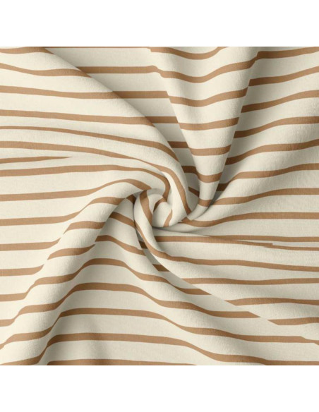 Gestreepte Bretonse jersey stof - Ecru en camel