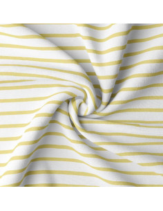 Gestreepte Bretonse jersey stof - Wit en vanille