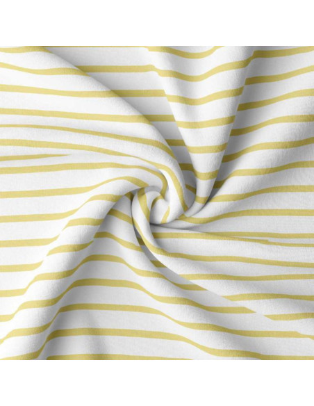 Gestreepte Bretonse jersey stof - Wit en vanille