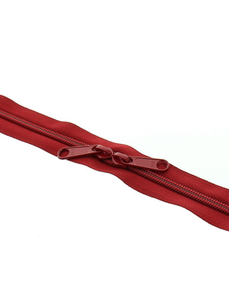 Nylon ritssluiting rug aan rug voor tassen 60 cm - Bordeaux