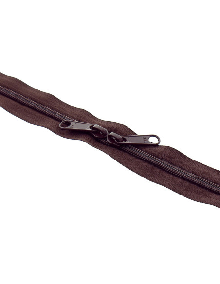 Nylon ritssluiting rug aan rug voor tassen 60 cm - Donkerbruin