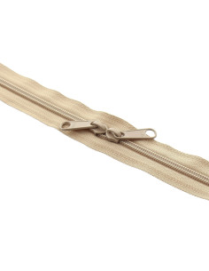 Nylon ritssluiting rug aan rug voor tassen 60 cm - Donkerbeige