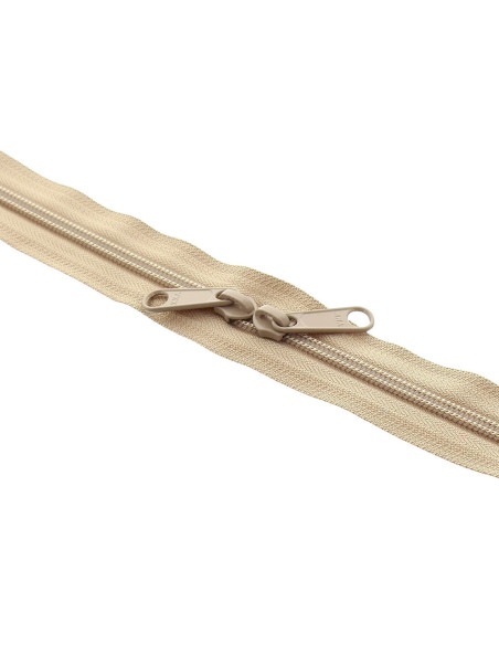 Nylon ritssluiting rug aan rug voor tassen 60 cm - Donkerbeige