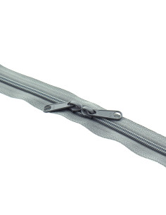 Nylon ritssluiting rug aan rug voor tassen 60 cm - Grijs