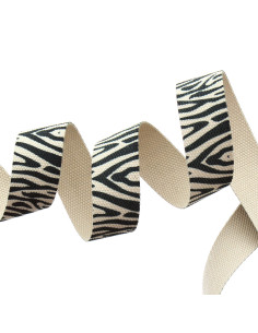 Polyester riem - Beige zebra