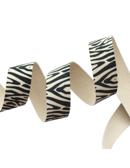 Polyester riem - Beige zebra