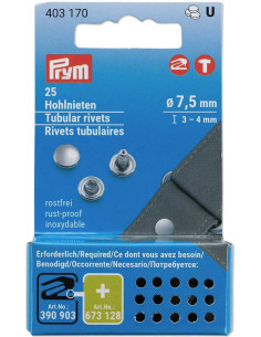 Set van 25 buisvormige klinknagels 3-4 mm zilver VARIO Creative Tool
