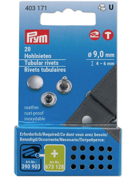 Set van 20 buisvormige klinknagels 4-6 mm zilver VARIO Creative Tool