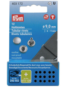 Set van 12 buisvormige klinknagels 6-9 mm zilver VARIO Creative Tool
