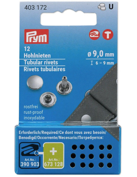 Set van 12 buisvormige klinknagels 6-9 mm zilver VARIO Creative Tool