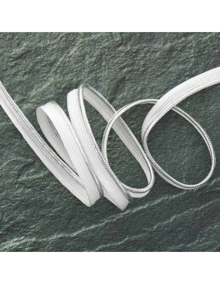 Metallic braided piping - Zilver met witte basis