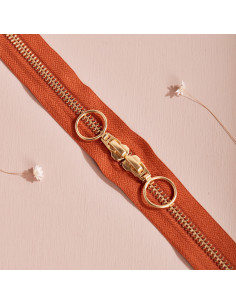 Dubbele schuifsluiting Gold en Chesnut 40 cm - Atelier Brunette